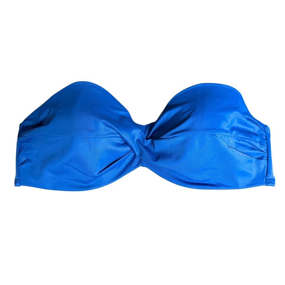 Victoria's Secret The Knockout Bandeau Bikini Top Blue 34D Twist Front Strapless